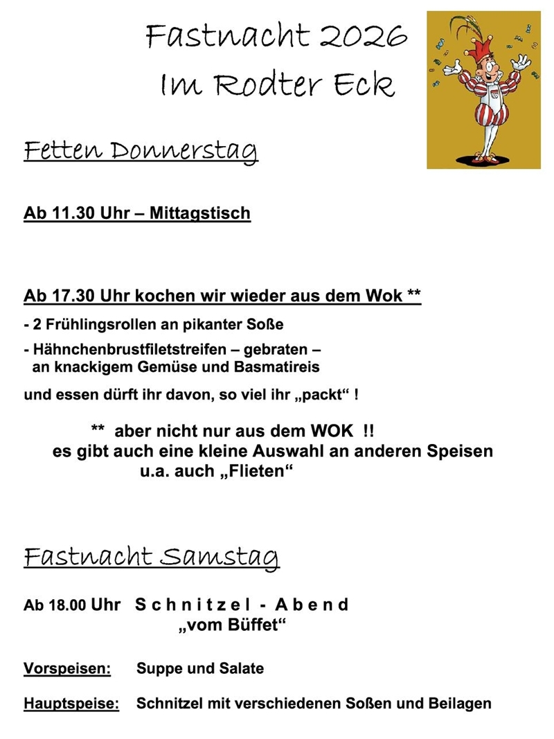 Fastnacht Plan - Fastnacht 20261